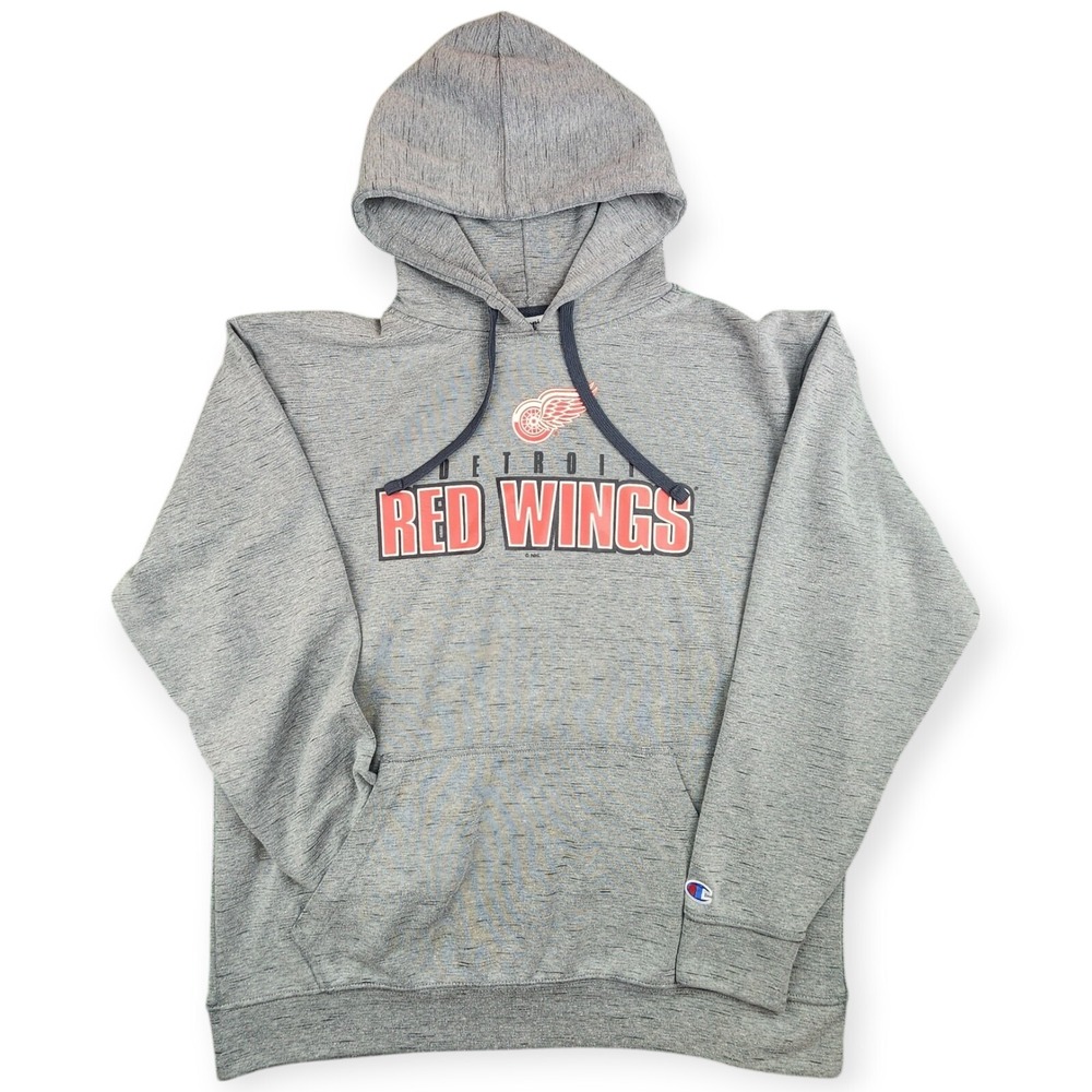 Champion Men's Detroit Red Wings Hoodie Pullover Gray Size Large NHL Logo